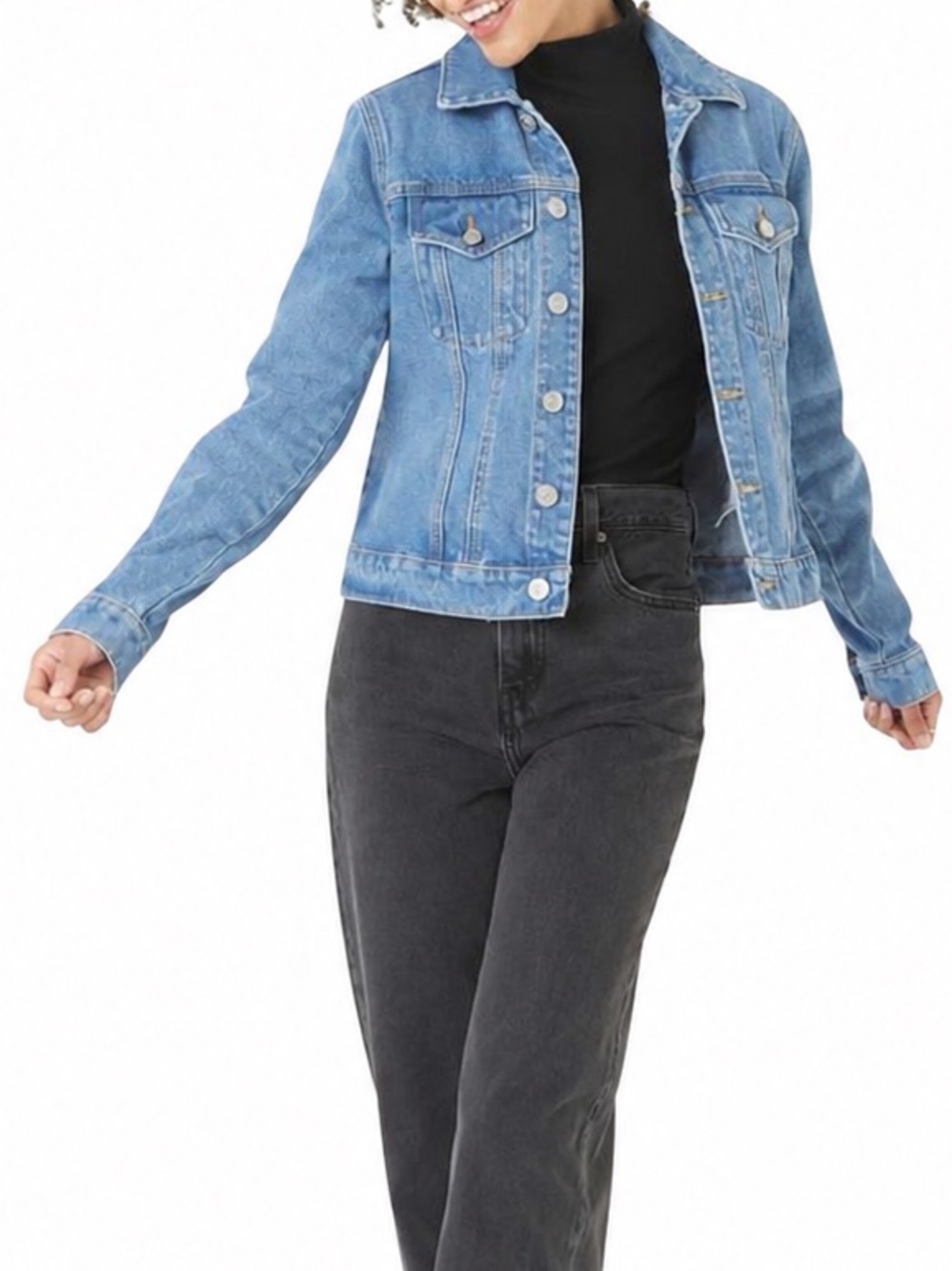 NWT Hudson Jeans Denim Classic Trucker Jacket Medium Wash Blue Tahoe S/M